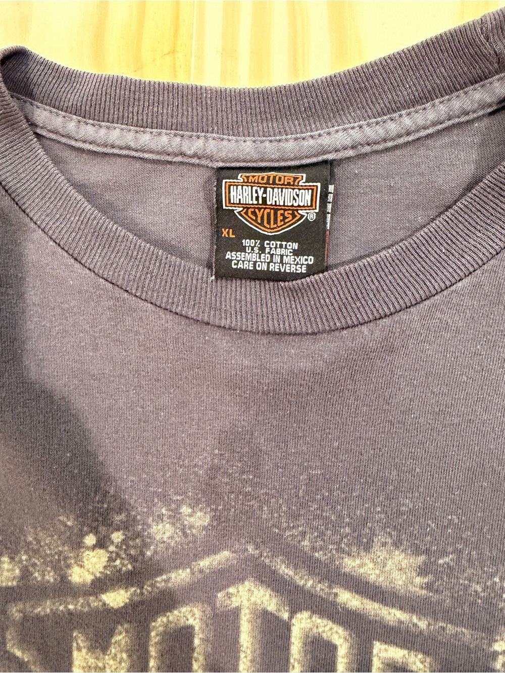 Harley-Davidson Black Short Sleeve Tee with Faded Gold Shield - Picture 5 of 10